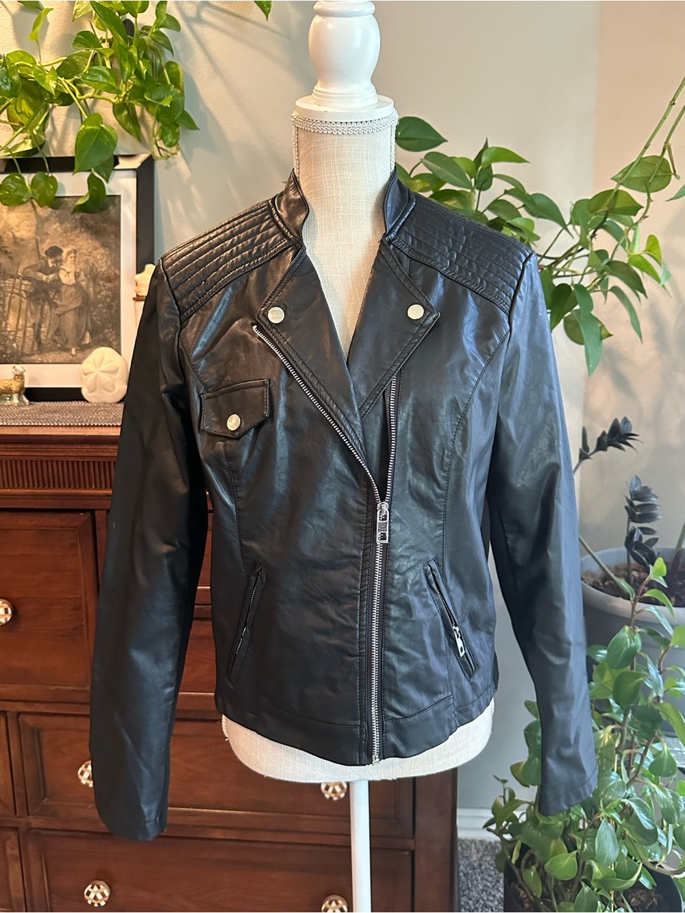 Ci Sono Black Faux Leather Moto Jacket